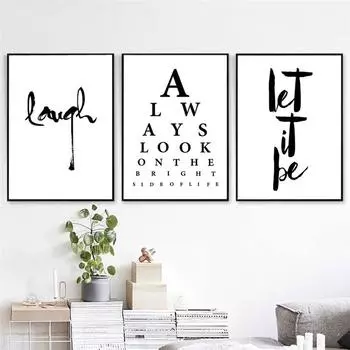 Черно-белый мотив с цитатой, настенная художественная картина, абстрактный постер, смех, печать на холсте, минималистичная живопись, скандинавское украшение, HD2832 21x30cm no frame