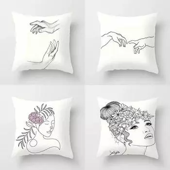 Черно-белый наволочка для дивана с принтом, наволочка для кровати, дома, гостиной, автомобиля 40x40cm