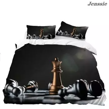 Черно-белый шахматный 3D-печатный комплект постельного белья, пододеяльник для взрослых, роскошное одеяло с наволочкой 70x133cm 2pcs
