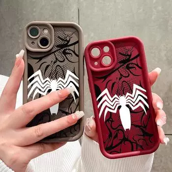 Черно-белый силиконовый чехол с квадратной лестницей и пауком для iPhone Samsung Galaxy Xiaomi Redmi POCO HUAWEI Honor Противоударный защитный мягкий чехол iPhone 13 Pro