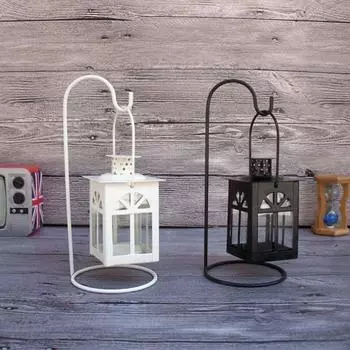 Черно-белый свадебный светильник, ретро-подвесной фонарь, декоративная романтическая подсвечник для ужина дома белый