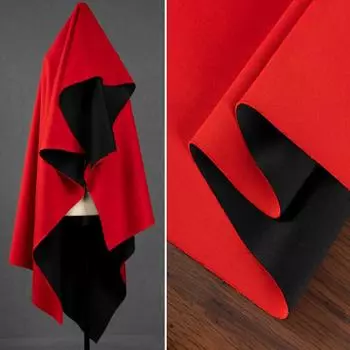 Черно-красная двухцветная хлопковая ткань с двухсторонним воздушным слоем, плотная трикотажная ткань для самостоятельного шитья юбок 50X155cm