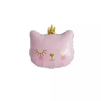 Черно-розовая кошачья голова, макет для вечеринки по случаю дня рождения с короной, подарки, фольгированные шары, декор на день рождения, принадлежности для вечеринки, надувной шар