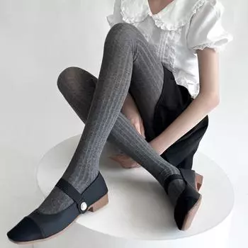 Черно-серые колготки женские сексуальное нижнее белье чулки до бедра женские чулочно-носочные изделия полосатые чулки с высокой талией женские обтягивающие черный серый