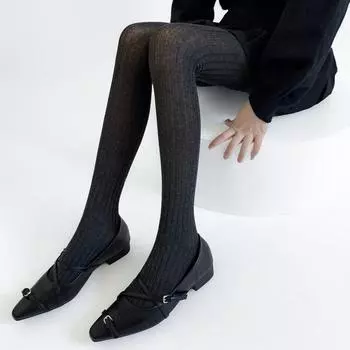 Черно-серые колготки женские сексуальное нижнее белье чулки до бедра женские чулочно-носочные изделия полосатые чулки с высокой талией женские обтягивающие черный серый