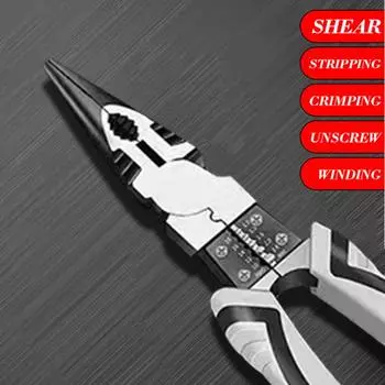 Черно-серые универсальные плоскогубцы, кусачки для проводов, профессиональные электрики, нескользящие, практичные инструменты для технического обслуживания Flat-blade wire cutters