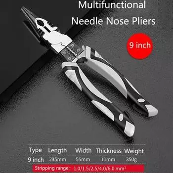 Черно-серые универсальные плоскогубцы, кусачки для проводов, профессиональные электрики, нескользящие, практичные инструменты для технического обслуживания Flat-blade wire cutters