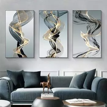 Черно-желтые линии настенная живопись современный холст печать плакатов современные абстрактные настенные художественные картины для гостиной спальни домашний декор 21 X 30cm No Frame