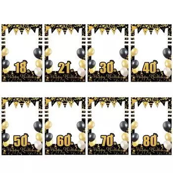 Черно-золотая блестящая рамка для фотобудки на день рождения для взрослых, 18-й, 21-й, 30-й, 40-й, 50-й, 60-й, годовщина, реквизит для фотобудки