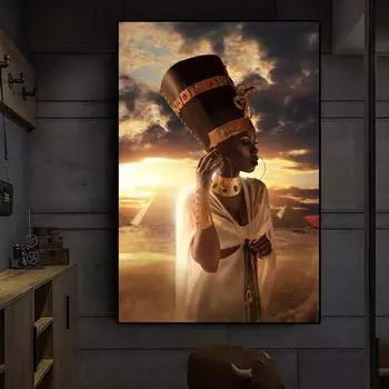 Черно-золотая обнаженная африканская женщина, холст, картина с закатом, куадрос, постеры и принты, настенные художественные фотографии, домашний декор, без рамки 21cm30cm NoFrame