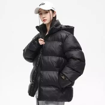 Черно-золотая пара хлопковая одежда зимняя одежда новый корейский стиль с капюшоном утолщенная хлопковая одежда женские свободные теплые куртки мужские с капюшоном мужские M