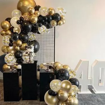 Черно-золотые шары-конфетти, гирлянда, арка, комплект, декор для дня рождения, детская свадьба, день рождения, принадлежности для вечеринки, воздушные шары для детского душа Other