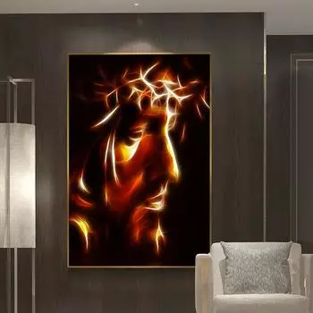 Черно-золотые Страсти Христовы, художественные принты на холсте и постеры, скандинавские настенные художественные картины, Куадрос для декора гостиной 21x30 No Frame