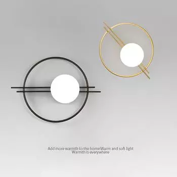 Черно-золотые светодиодные настенные светильники с лампочкой G9 для спальни, матовый стеклянный шар, светодиодные настенные светильники, настенное бра, декор для прохода Warm White золотой