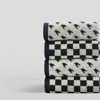 Черное, белое, шахматное полотенце для лица с рисунком «гусиные лапки», 100% хлопок, супервпитывающие мягкие толстые спа-полотенца для рук для взрослых, детей, ванная комната белый