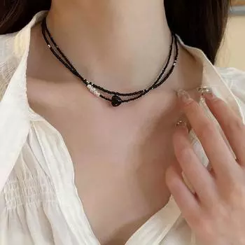 Черное бисерное ожерелье Love Stackable ожерелье Spice Girl Choker индивидуальность мода темперамент универсальная цепочка на шею ключичная цепочка