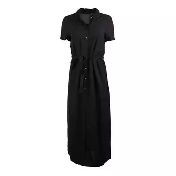 Черное длинное платье-рубашка с поясом и разрезом спереди Женский VERO MODA XS чёрный