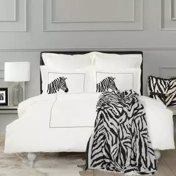 Черное двойное жаккардовое одеяло Karaca Home Zebra