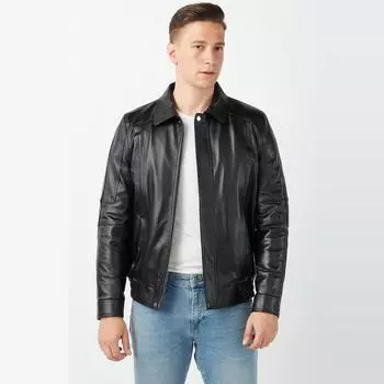 Черное кожаное пальто Pelle из натуральной кожи