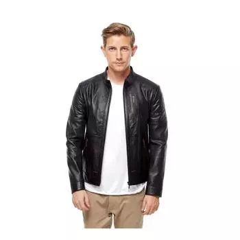 Черное кожаное пальто с перфорацией