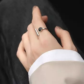 Черное круглое кольцо со стразами для женщин, корейская мода, открытое, регулируемое, ручная работа, подарки для девочек S-R1186 ARI