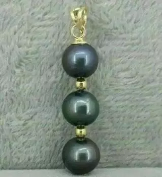 Черное круглое колье с подвеской из натурального таитянского жемчуга диаметром 9-10 мм.