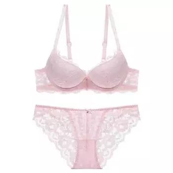 Черное кружевное сексуальное женское нижнее белье с маленькой грудью, удобный комплект с бюстгальтером пуш-ап, утолщенный 75A телесный