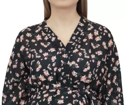 Черное макси-платье Bimba Moms Kimono с цветочным принтом и цветочным принтом для беременных Kaftan-10 10 чёрный