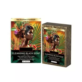 Черное мыло уменьшает сухость, разглаживает кожу, очищает тело от клещей, уменьшает черные точки и устраняет морщины очищающее мыло мыло для ванны 100 г One Size чёрный