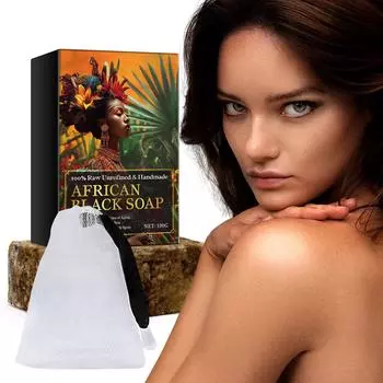 Черное мыло уменьшает сухость, разглаживает кожу, очищает тело от клещей, уменьшает черные точки и устраняет морщины очищающее мыло мыло для ванны 100 г чёрный