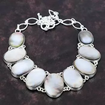 Черное ожерелье из перламутра, ожерелье из стерлингового серебра 925 пробы, ожерелье из драгоценных камней, регулируемая цепочка, ожерелье, подарок для нее, изящные ювелирные изделия ручной работы Adjustable