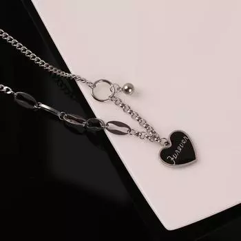 Черное ожерелье в стиле хип-хоп «Любовь», цепочка на ключицы, цепочка для свитера, аксессуары для девочек, простой длинный кулон