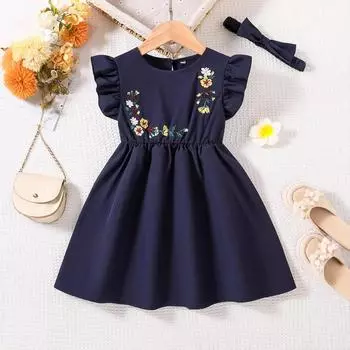 Черное платье для девочек, летнее детское модное платье принцессы 90cm чёрный