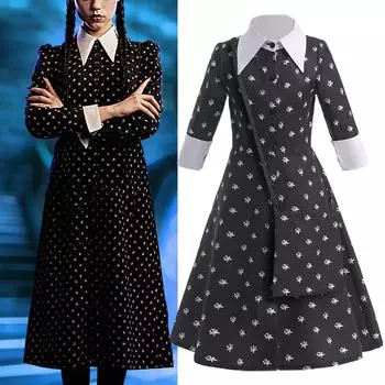 Черное платье для девочек-подростков, детский готический карнавальный костюм «Питер Пэн», черные весенне-осенние детские платья для девочек на Хэллоуин 110CM чёрный