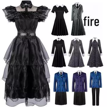 Черное платье для косплея с бальной юбкой с принтом для постоянных клиентов Short sleeve, 2XL