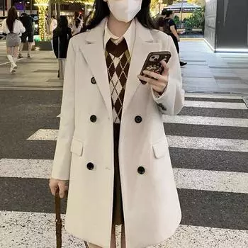 Черное шерстяное элегантное длинное пальто для женщин осень-зима в стиле Хепберн, верхняя одежда, пальто для офисных леди, свободное пальто с длинным рукавом в стиле ретро, новое S чёрный