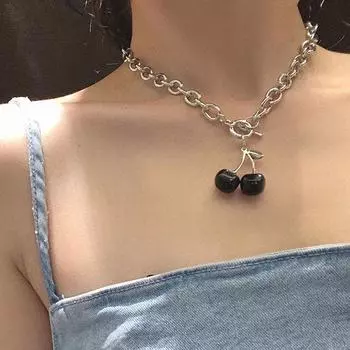 Черное вишневое ожерелье женское прилив хип-хоп титановая ключичная цепочка аксессуары холодный ветер чокер
