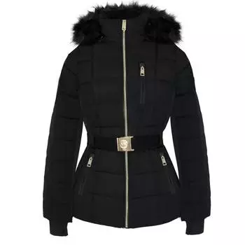 Черное женское пальто Active с поясом и эластичным поясом MICHAEL KORS