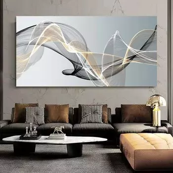 Черное золото линии стены искусства холст картины плакаты абстрактные ленты картины для гостиной современный принт скандинавский офисный декор безрамный 20x40cm
