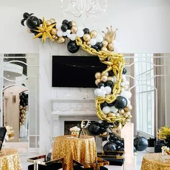 Черное золото, воздушный шар, украшение арки, цепочка из воздушных шаров, свадебный воздушный шар, гирлянда на день рождения, детский душ, фоновое украшение, аксессуары из воздушных шаров