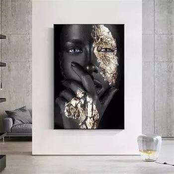 Черное золото, женские африканские картины маслом, плакаты и гравюры, скандинавские настенные изображения 21cm30cm NoFrame