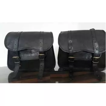 Черные 2 седельные сумки ручной работы, винтажные кожаные боковые сумки для мотоцикла, кофры чёрный