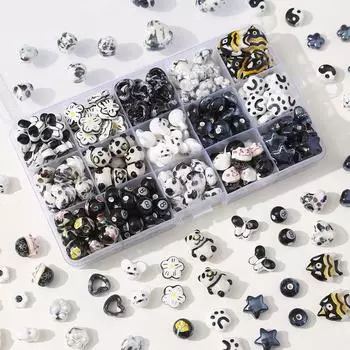 Черные 3D керамические мультяшные бусины для самодельных украшений ручной работы Small pumpkin (69mm)