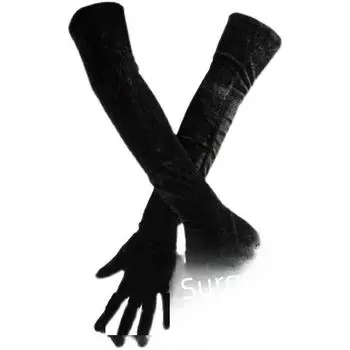 Черные атласные длинные перчатки: Аксессуар для вечеринки в стиле Хепберн short simple gloves; one size чёрный