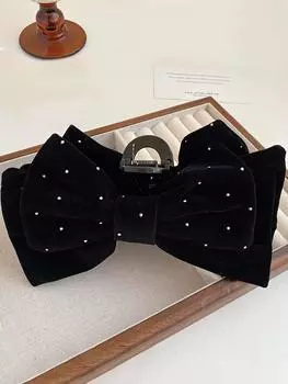 Черные бархатные банты Большая заколка-краб для волос, Праздничные подарки Украшение для головы для женщин Подростковая вещь Аксессуары для укладки волос