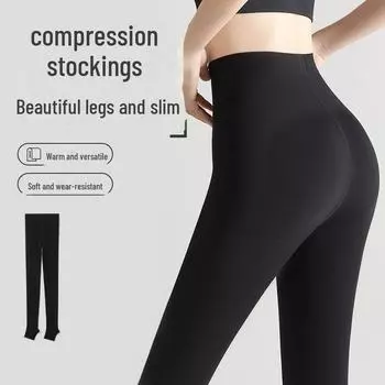 Черные бархатные колготки для женщин — плотные, утягивающие леггинсы на осень и зиму M size, velvet-free чёрный