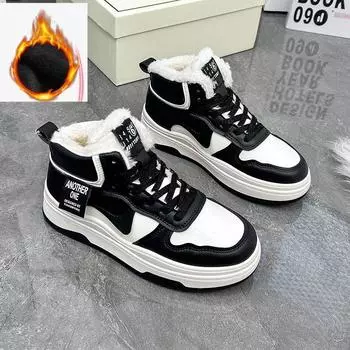 Черные бархатные высокие кроссовки для женщин на осень и зиму 35