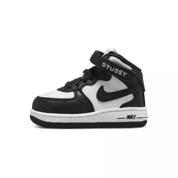 Черные белые детские кроссовки Nike Stussy x Air Force 1 Mid TD DN4160-002 19.5