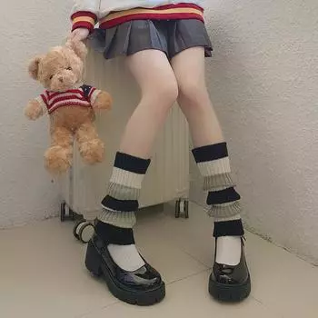 Черные, белые и серые полосатые трикотажные носки jk, чехол для японской пряной девушки y2k, осенние и зимние теплые длинные носки в стиле Лолиты one size
