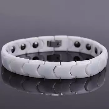 Черные/белые керамические парные браслеты для влюбленных, женские энергетические магнитные мужские браслеты для мужчин, женские подарки лучшим друзьям, мужские украшения 18CM белый